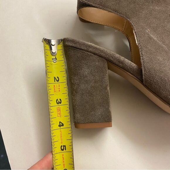 Franco Fortini brown Lisa leather suede block heel open toe pump shoes booties 9 - Picture 9 of 11